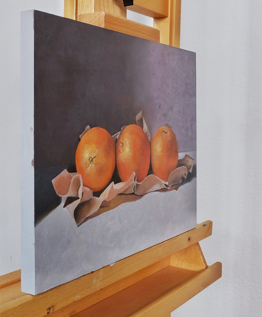 Oranges with Paper | Oil | 14" x 11" x 7/8"