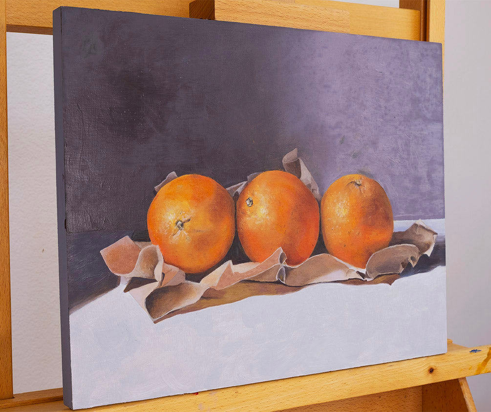 Oranges with Paper | Oil | 14" x 11" x 7/8"
