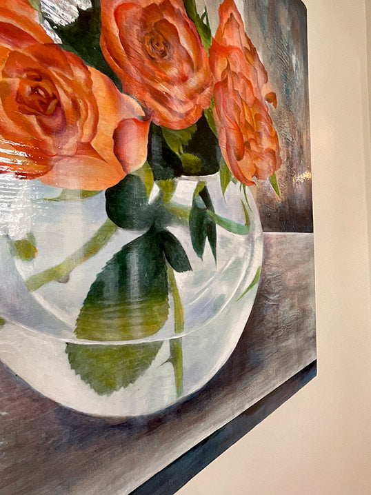 Orange Roses | Mixed Media | 36" x 36" x 1.5"