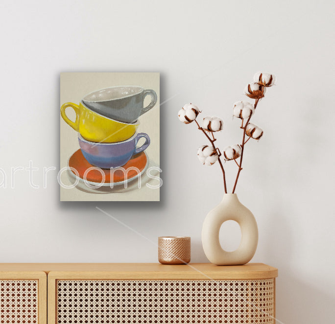 Cups of Coffee | Oil Painting | 14"x 11" x 7/8"