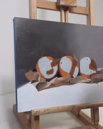 Oranges with Paper | Oil | 14" x 11" x 7/8"