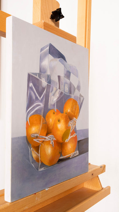 Plastic Bag with Oranges | Oil | 14"x 11" x 7/8