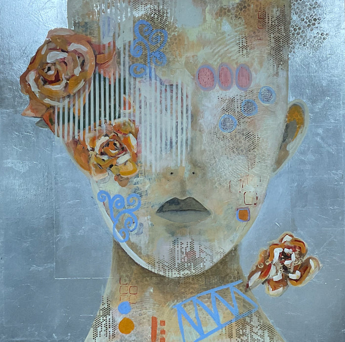 Believe in Yourself / Silver Leaf, Acrylic on Wood Panel /36" x 36" x 1.5"