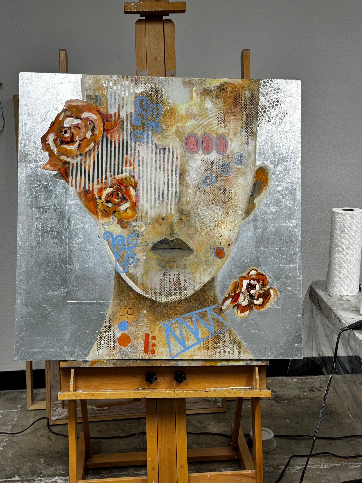 Believe in Yourself / Silver Leaf, Acrylic on Wood Panel /36" x 36" x 1.5"